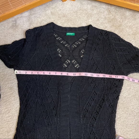Vintage BENETTON Crochet Cardigan Belted - Picture 10 of 12